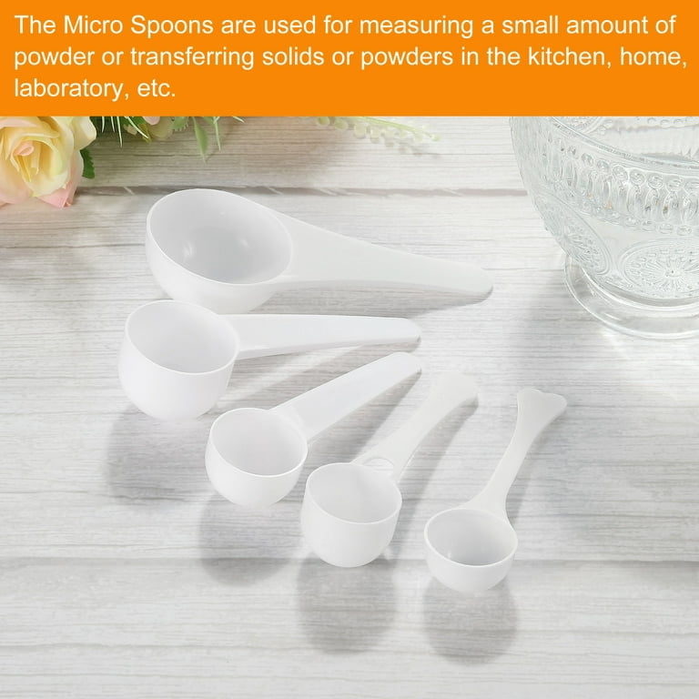 Uxcell Micro Spoons 3 Gram Measuring Scoop Plastic Round Bottom Mini Spoon 50 Pack, White