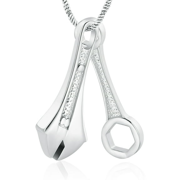 Wrench Cremation Urn Necklace for Ashes for Men Memorial Ashes Holder Tools Keepsake Pendant Stainless Steel Mens Ashes Keepsake Memorial Jewelry