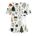 thumbnail image 3 of Womens Christmas Scrub Tops Cute Xmas Print Short Sleeve Nurse Working Uniforms Christmas Plus Size Scrub T Shirts, 3 of 5
