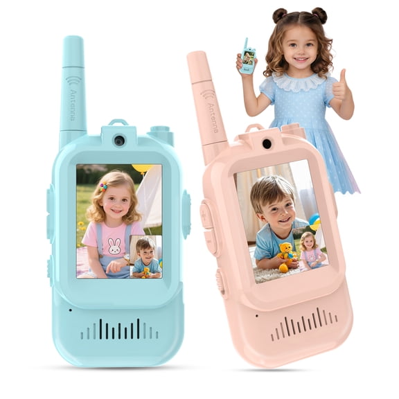 Video Walkie Talkies for Kids, 2 Pack Rechargeable Kids Video Walkie Talkies with Camera, Facetime Walkie Talkie for Indoor Outdoor Games, Camping, Hiking, Boys Girls Ages 3-12