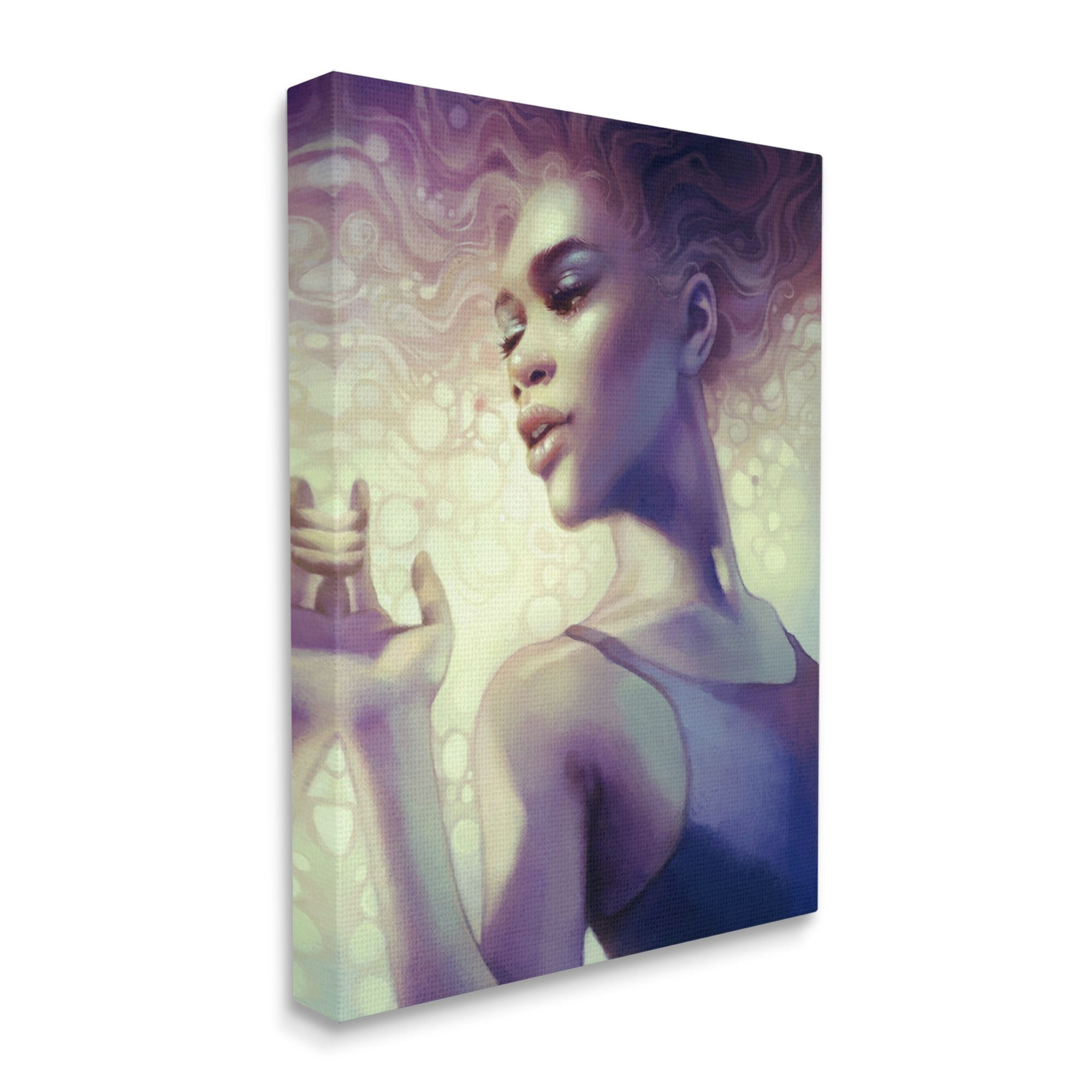 Stupell Industries Elegant Woman Curly Hair Flowing Purple Portrait Canvas Wall Art, 16 x 20, Design by Anna Dittman