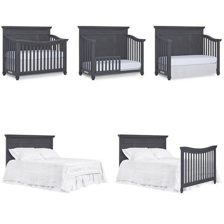 Evolur Madison 5 In 1 Flat Top Convertible Crib In Weathered Gray
