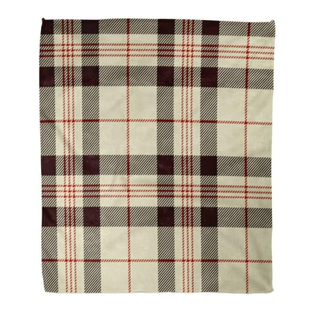 Tartan Check Shirt KDAGR Flannel Throw Blanket Check Tartan Black Red and Beige Plaid Pattern Printing Flannel Patterns Tiles for Print-Shirt 58x80 Inch Lightweight Cozy Plush Fluffy Warm Fuzzy Soft ()