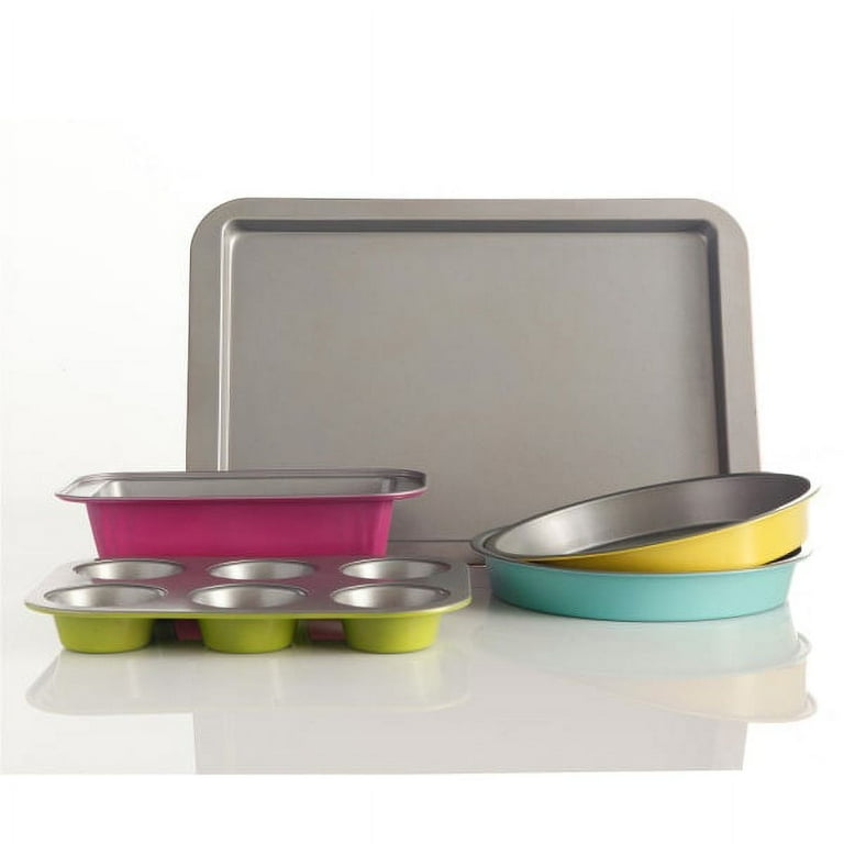Gibson Colorsplash Ayden 5-Piece Bakeware Set, Assorted Colors