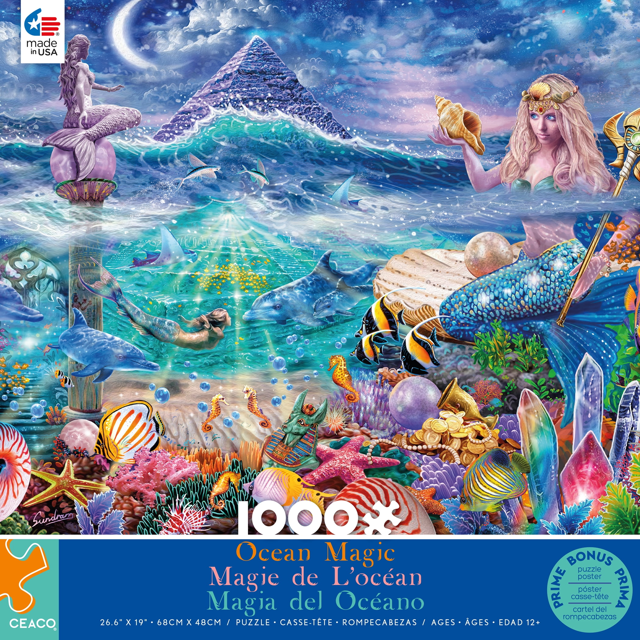 Ceaco 1000-Piece Ocean Magic Mermaid Sanctuary Interlocking Jigsaw Puzzle