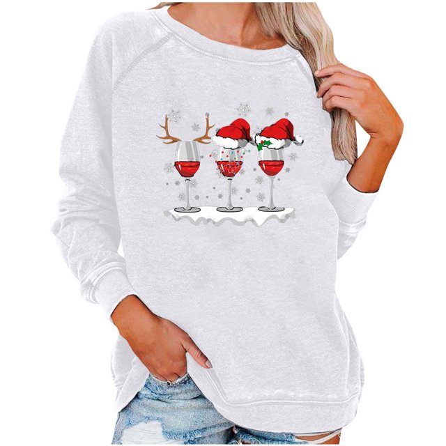 Birdeem Mode Femmes T-Shirt à Manches Longues Col Rond Imprimé Chandail en Molleton Blouse Tops