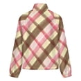 thumbnail image 6 of Jackets for Women Winter Coat Jackets Flannel Stand Collar Jacket(Pink And Brown Plaid Pattern,Size:S-4XL), 6 of 7