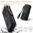 thumbnail image 4 of Allytech Magnetic Detachable Wallet Case for Samsung Galaxy A54 5G with Card Slots & Zipper Pocket, Support Wireless Charging, PU Leather Wrist Strap Shockproof Full Protection Flip Case, Black, 4 of 9