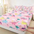 thumbnail image 3 of Manfei Kids Children Cartoon Dinosaur Twin Sheet Sets 3pcs,Kawaii Animal Dino Twin Fitted Sheet Microfiber,Cute Jungle Wildlife Breathable Flat Sheet,Breathable Home Decor, 3 of 7