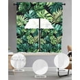 thumbnail image 3 of Palm Leaf Kitchen Curtains Swag Valance and Tier Curtains Set 36 Inch Length, Green Tropical Plant Summer Nature Scenery Rod Pocket Drape Panels Pair Swag Curtain for Bathroom/Cafe/Window, 3 of 6