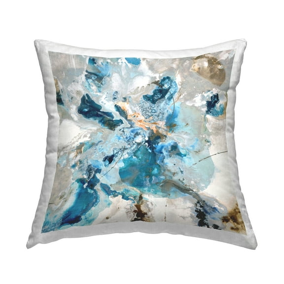 Stupell Industries Blue Swirling Abstraction Square Decorative Printed Throw Pillow, 18 x 18