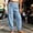 Light Blue, variant on Women Triple Layer Drawstring Elastic High Waist Jogger Pants Loose Tapered Ankle Cuffed Lightweight Woven Casual Harem Pants Summer Trousers With Side Pockets Navy S