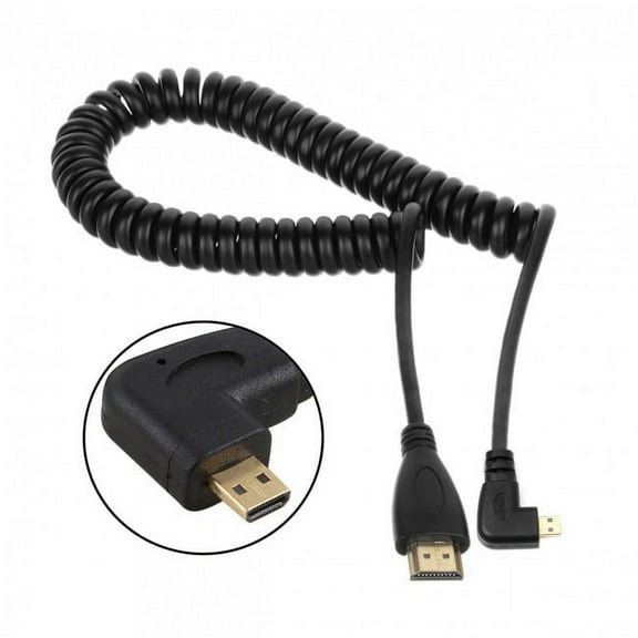 Chenyang CY Stretch Left Angled 90 Degree Micro HDMI to HDMI Male HDTV Cable for Phone Tablet Camera Cable