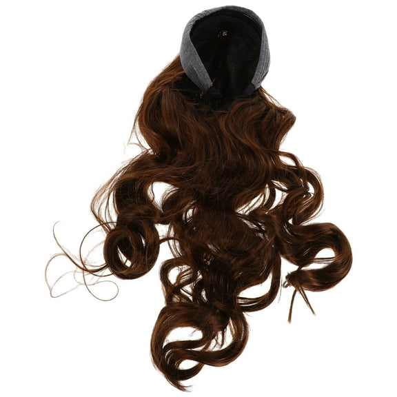 Hemoton Curly Wave Synthetic Fiber Wig with Grey Headband for Women, , Glueless Hairpiece