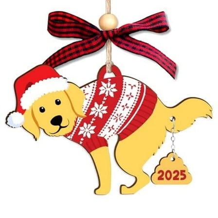NewEleven Sweet Gift for Dog Lovers Christmas Golden Retriever Wooden Ornament, Pet Memorial Keepsake