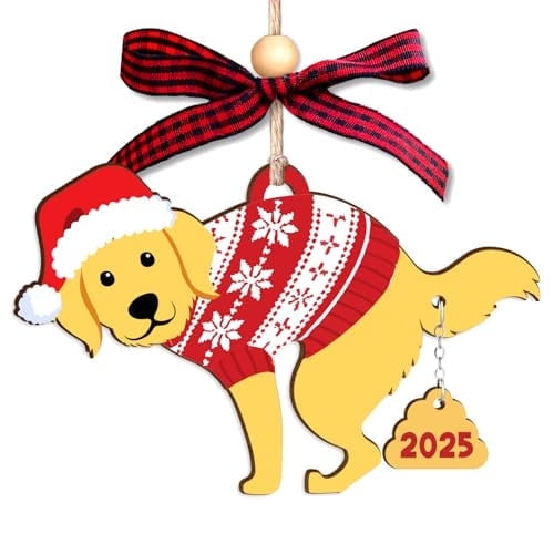 NewEleven Sweet Gift for Dog Lovers Christmas Golden Retriever Wooden Ornament, Pet Memorial Keepsake