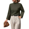 thumbnail image 4 of Hanerdun Women Casual Pullover Sweaters Female Crew Neck Knit Tops Green L, 4 of 5