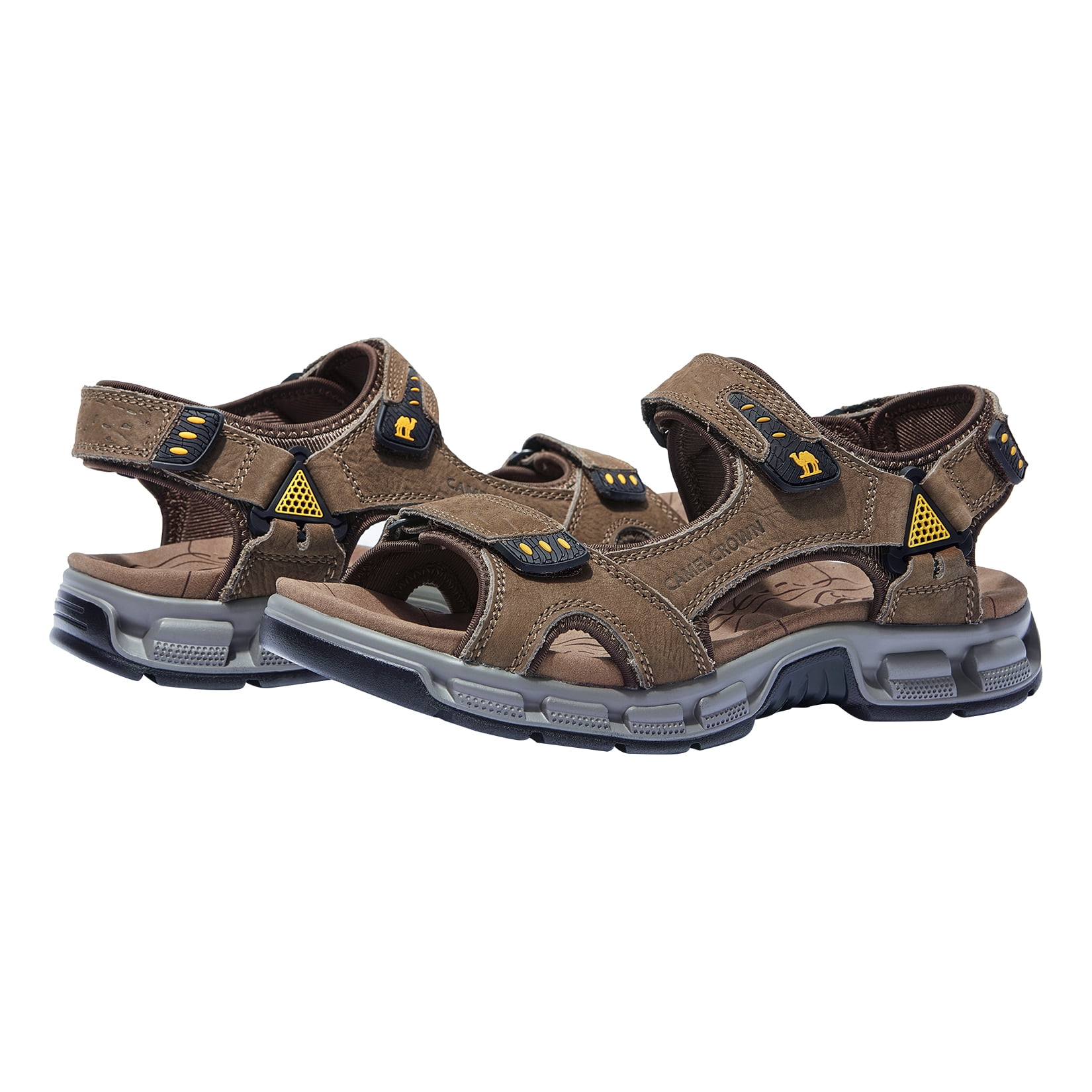CAMEL CROWN Men's Leather Sandals For Hiking Walking Beach Treads Water Athletic Outdoor With