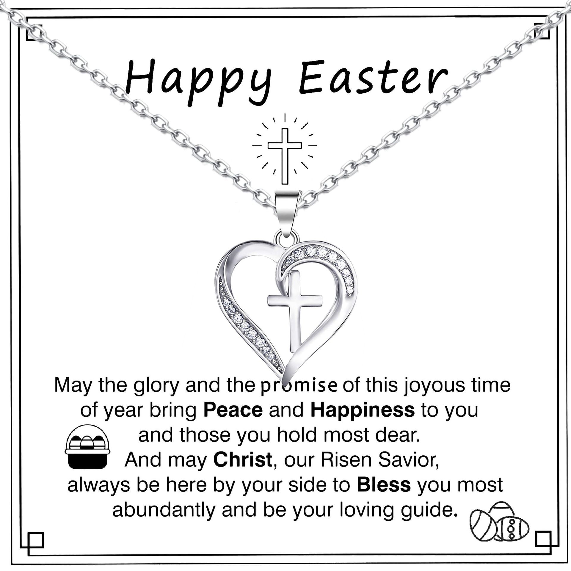 NICKSUN Heart Cross Necklace for Women Baptism Confirmation Easter Gifts