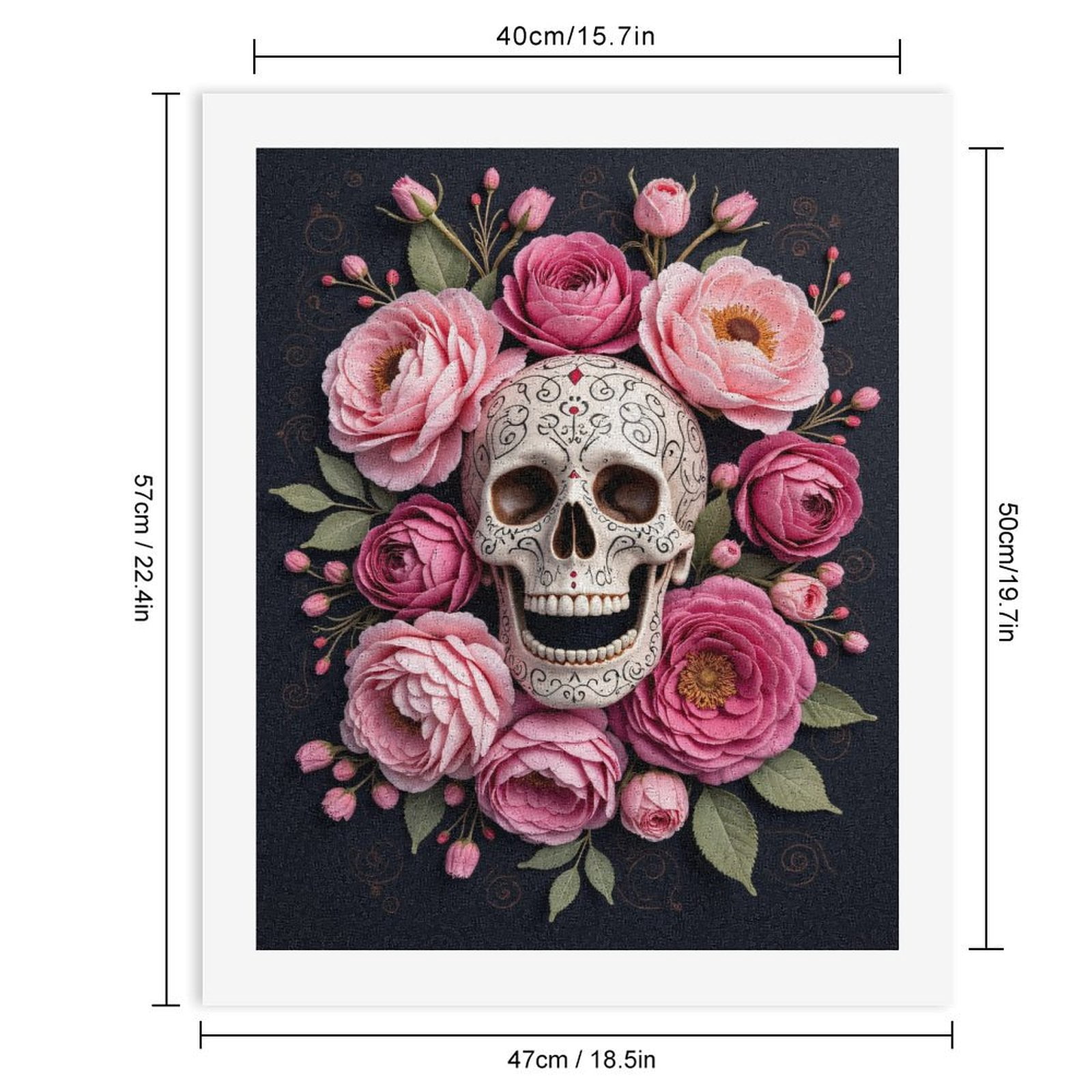 Paint By Numbers Kit for Adults Beginner - DIY Sugar Skull Floral Arrangement Canvas Painting Kits for Adults, Frameless Paint By Number for Adults for Home Wall Decor 16x20 Inch