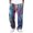 Sky Blue, variant on Mens Casual Bohemian Pants Waffle Wide Leg Stripes Patchwork Lightweight Loose-Fit Trendy Pants Beach Trousers with Pockets