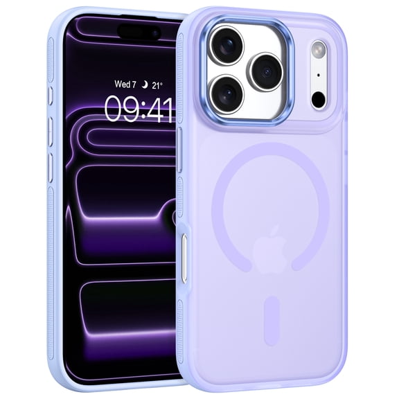 DUEDUE Magnetic iPhone 17 Pro Case 6.3" - Slim Fit Matte Translucent Cover | MagSafe Compatible | Shockproof Anti-Yellowing | Purple