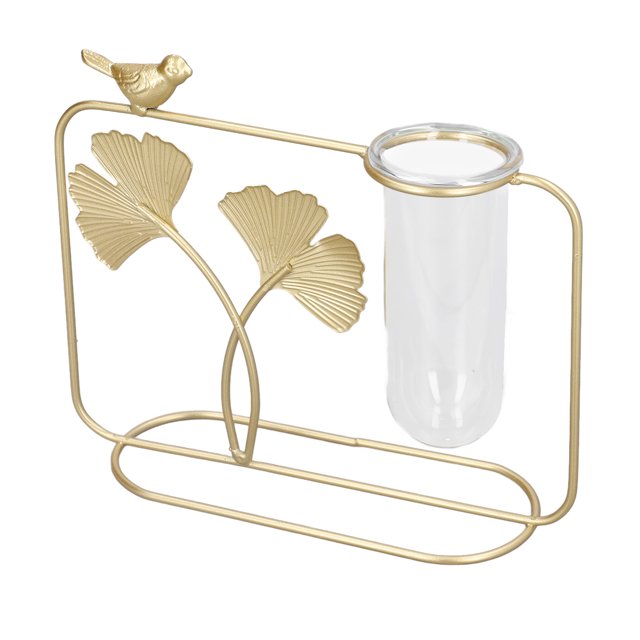 Florero De Planta De Escritorio, Florero Hidropónico Con Forma De Hoja De Metal De Material De Hierro De Vidrio Elegante Decorativo Para Accesorios De Fotos Para Decoración Del ANGGREK No