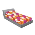 thumbnail image 2 of Flower Fitted Sheet & Pillow Sham Set, Colorful Continuous Pattern of Gerbera Petals Summer Floral Ornament, Decorative Printed 2 Piece Bedding Decor, Twinxl, Purple Orange and Pearl, by Ambesonne, 2 of 2