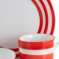 thumbnail image 3 of Gibson Home Sunset Stripes 12 Piece Round Fine Ceramic Dinnerware Set in Red, 3 of 8