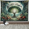 thumbnail image 3 of Ambesonne Nature Tapestry Wall Hanging, Life Tree Astral Scene Wings, 60"x40", Teal Reseda Green Redwood, 3 of 4