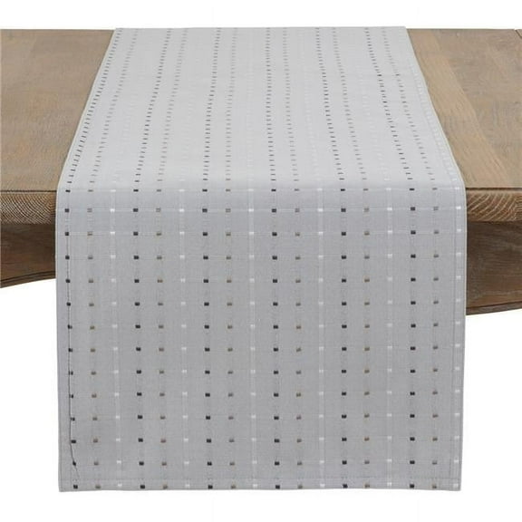 90 in. Square Stitched Line Table Runner, Gray