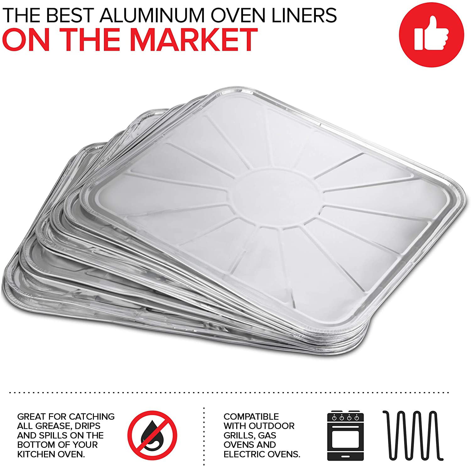 Stock Your Home Disposable Foil Oven Liners, 10 Pack, 18.5 x15.5 