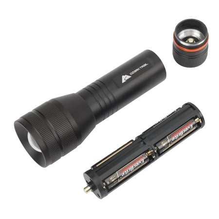 OZARK TRAIL 1500 LUMEN FOCUSING FLASHLIGHT WITH BONUS PENLIGHT, WATERPROOF, BLACK