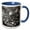 Blue/White, variant on 3drose, Macro Photo of Raindrops Gathered on a Purple Leaf of a Redbud Tree., 11oz Magic Transforming Mug