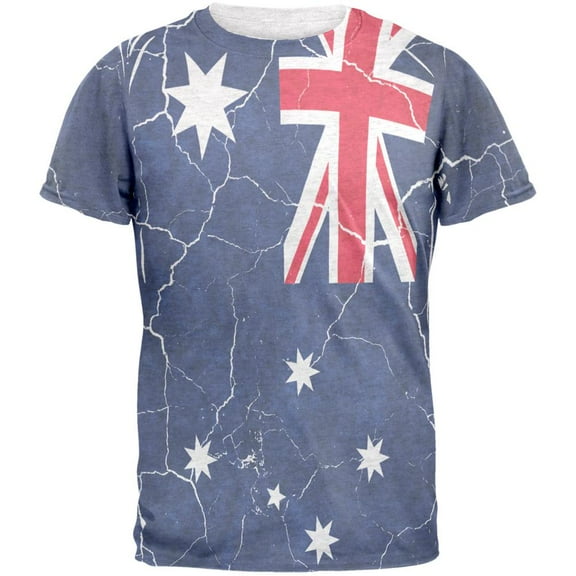 Distressed Australian Flag Mens T Shirt Heather White SM