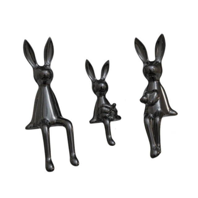 Conjunto de 3 figuras de conejos, figura de conejos, figuras de animales, escultura moderna como decoración para estanterías y armarios de