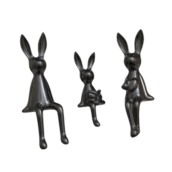 Conjunto de 3 figuras de conejos, figura de conejos, figuras de animales, escultura moderna como decoración para estanterías y armarios de