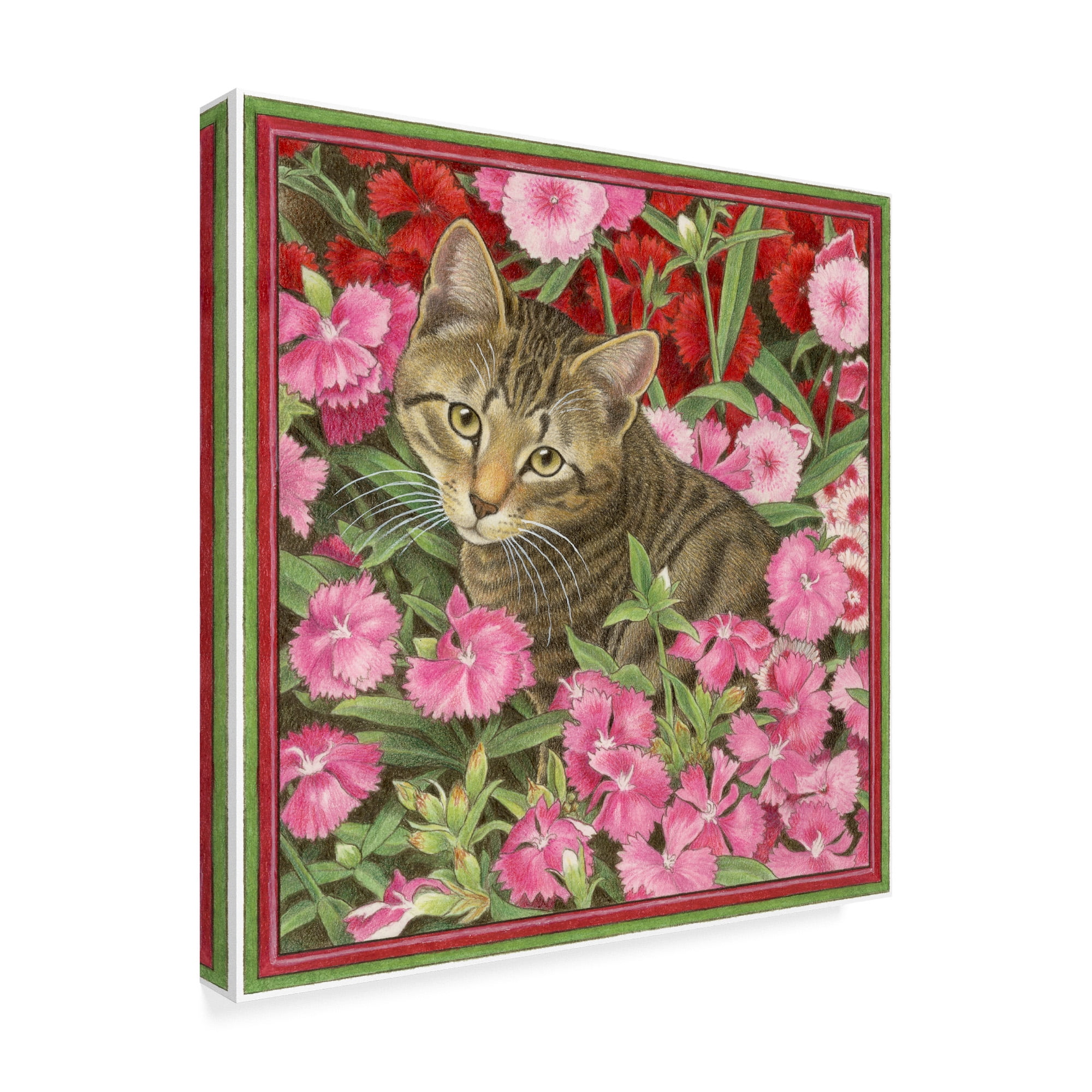 Trademark Fine Art 'Cats In Pink Flowers' Canvas Art by Francien Van Westering