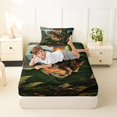thumbnail image 4 of Metsweet Dino Green Letter J Twin Sheets 3pcs, Volcano Tyrannosaurus Rex Bedding,Brown Orange,1 Fitted Sheet, 1 Flat Sheet and 1 Pillowcase, 4 of 5