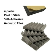 Bookishbunny 4 Pcs  Gray Premium Self-Adhesive Glue Acoustic Foam Tiles Record Studio Sound Proof 12 x 12 x 2 inch