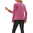 thumbnail image 3 of Allegra K Women's Shawl Collar Open Front Pockets Stretchy Velvet Cardigan XS Pink, 3 of 5