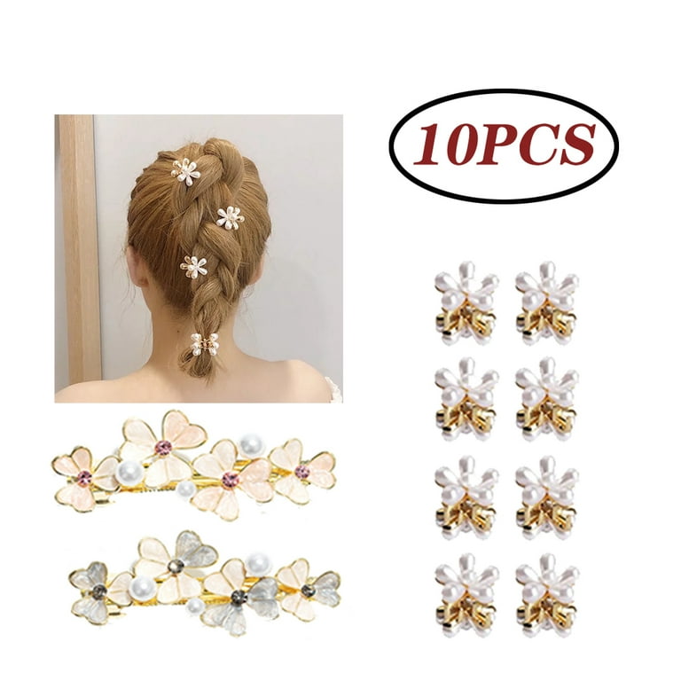 10 PCS Small Pearl Hair Claw Clips Mini Pearl Claw Clips with