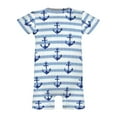 thumbnail image 4 of Navy Anchors Stripes Newborn Infant Baby Romper Boy Girl Sea Ocean Nautical Life Summer Short Sleeve Jumpsuit Bodysuit, 4 of 6
