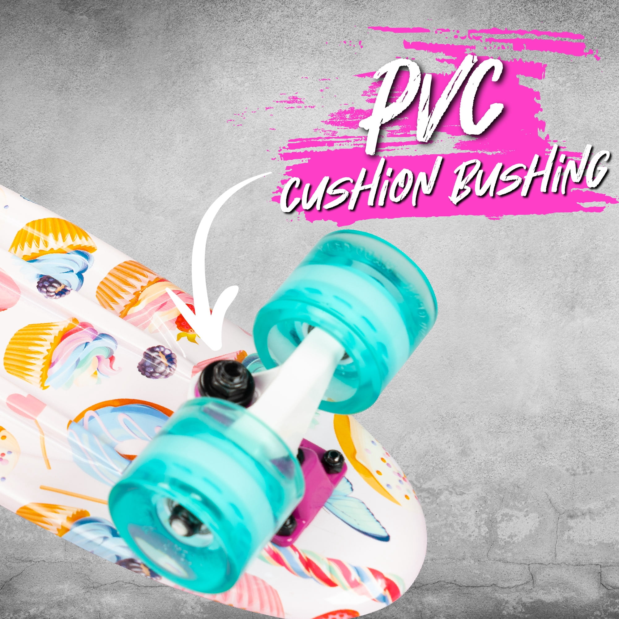 Madd Gear 22" Retro Beginner Skateboard Mini Cruiser- 62 mm Wheels  - Sugar Rush- Beginner Penny Style Board