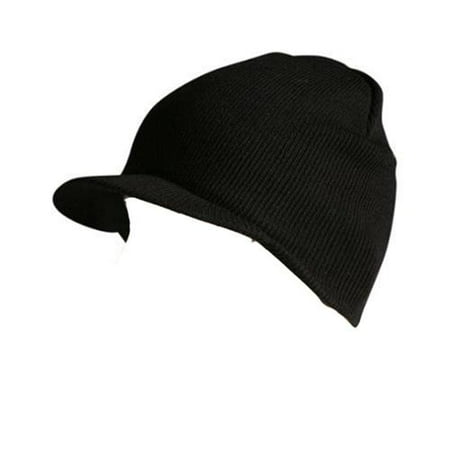 Knit Cuffless Visor Beanie Ski Cap Hat In Black - Walmart.com