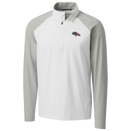 Men's Cutter & Buck White Denver Broncos Americana Response Hybrid Quarter-Zip Jacket