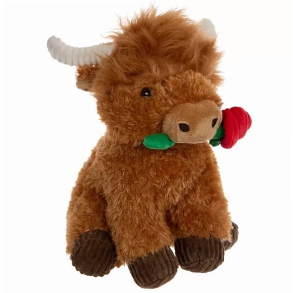 Valentine's Day Highland Cow Plush Toy, Cozy Cow Doll Toys with A Rose, Cute Highland Cow Pillow Plush, Valentine's Day Gifts for Girlfiends, 20”
