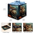 thumbnail image 3 of Cat Retro Foldable Clothes Storage Baskets with Handle - 10.8"x10.5"x10.6" Large Capacity Storage Cubes Organizer Bins, 3 of 6