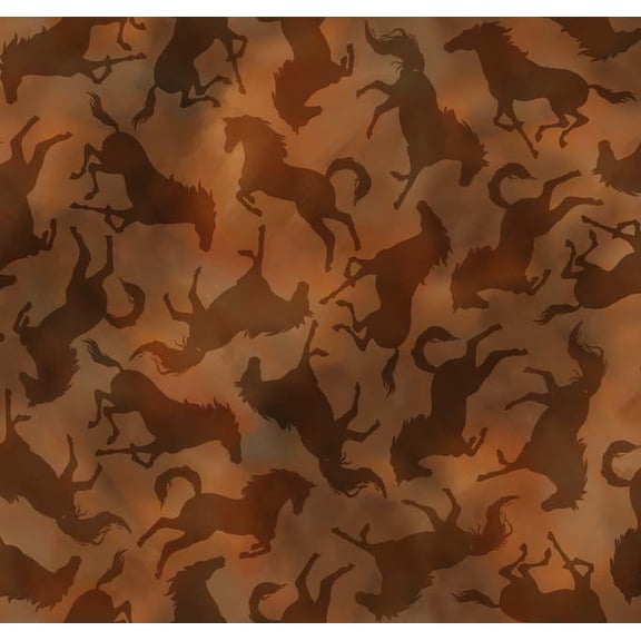 Cotton Wild Horses Southwestern Equestrian Animals Brown Cotton Fabric Print by the Yard (1649-29773-A)