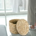 thumbnail image 4 of Cesta de almacenamiento tejida de paja de trigo Cesta decorativa rústica innovadora de color marrón natural (mediana), 4 of 4
